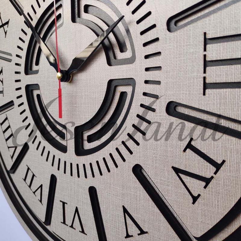 Özel Tasarım Roma Rakamlı Saat - Dokulu Gri