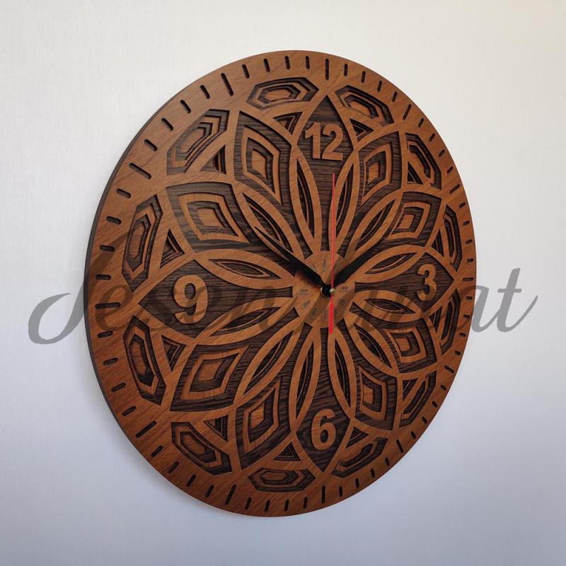 Özel Tasarım Yaprak Saat - Ceviz