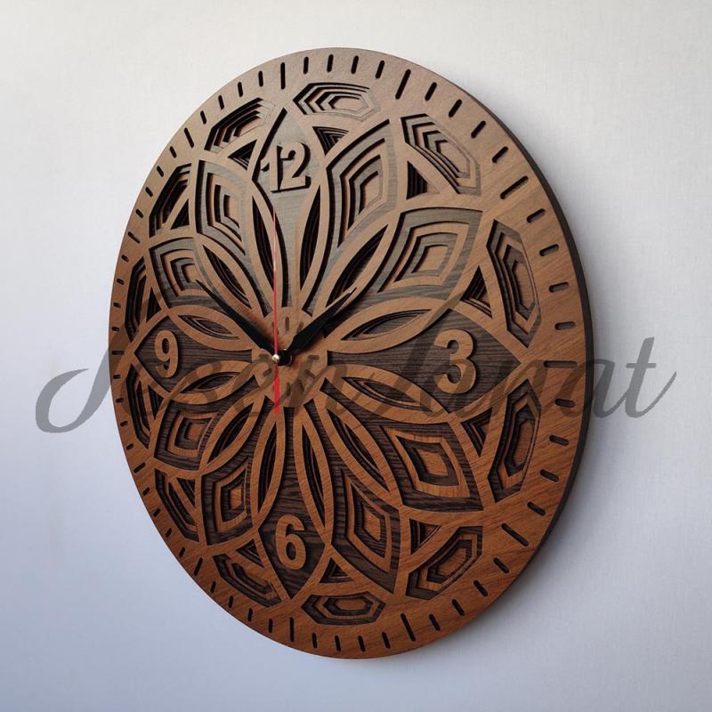 Özel Tasarım Yaprak Saat - Ceviz
