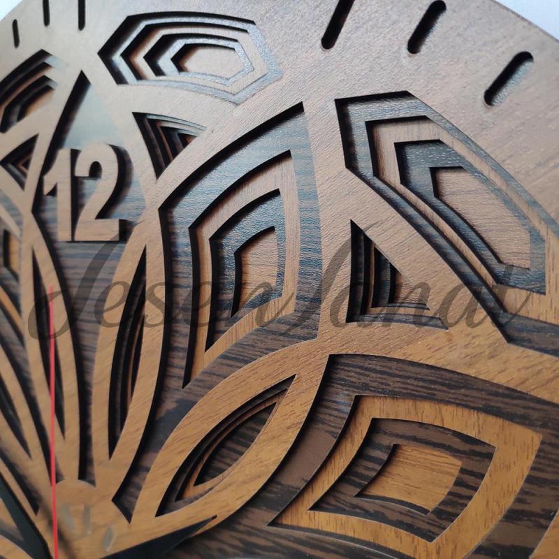Özel Tasarım Yaprak Saat - Ceviz