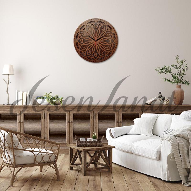 Özel Tasarım Yaprak Saat - Ceviz