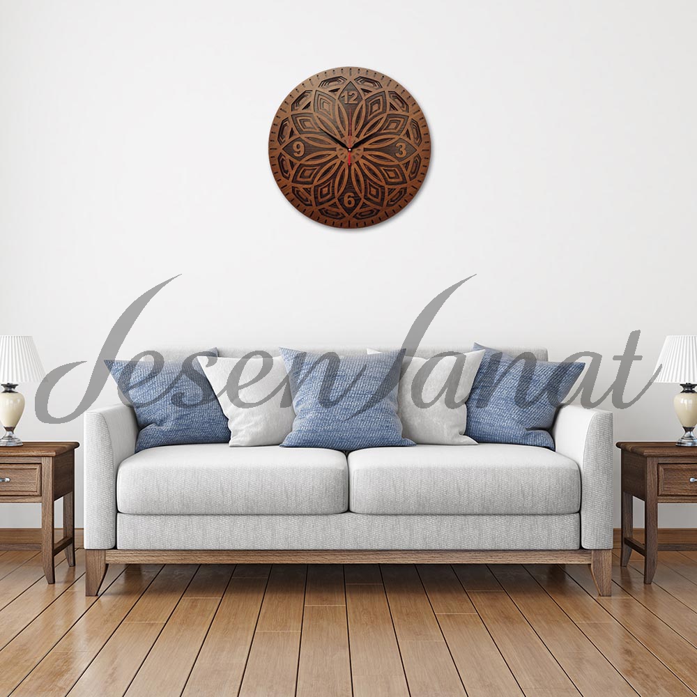 Özel Tasarım Yaprak Saat - Ceviz