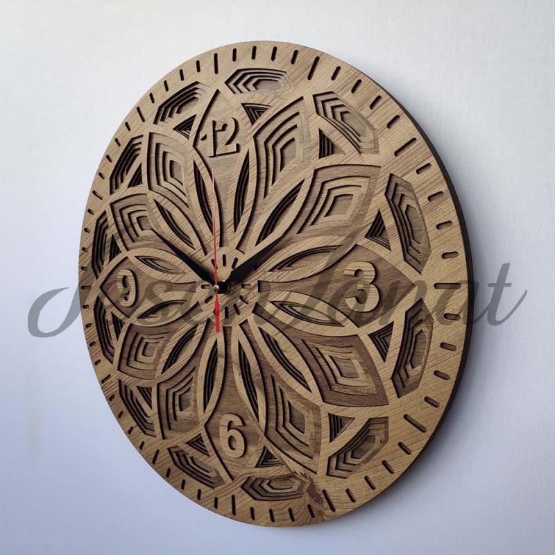 Özel Tasarım Yaprak Saat - Sütlü Kahve