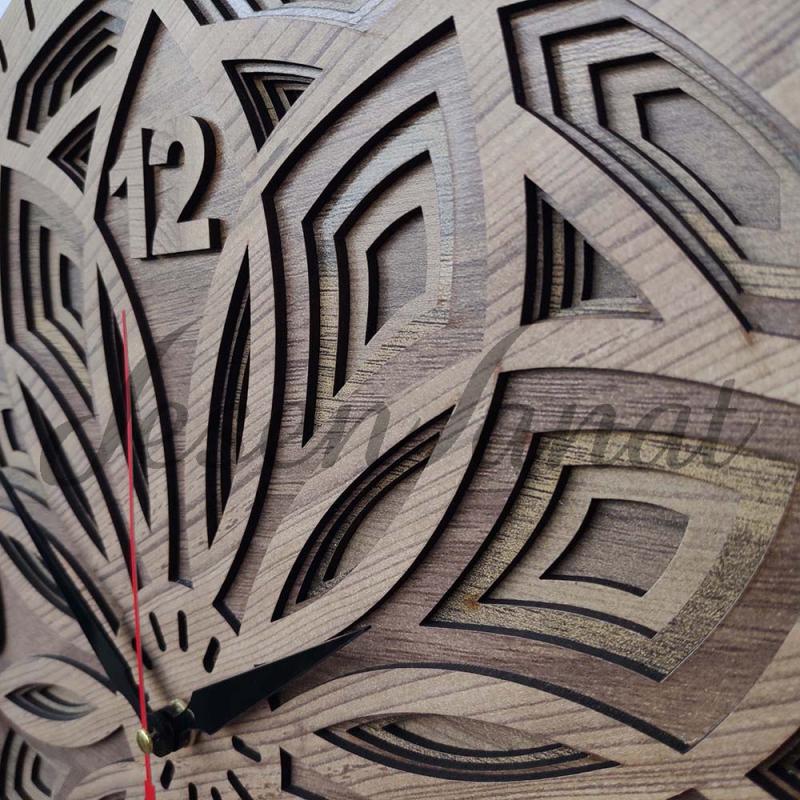 Özel Tasarım Yaprak Saat - Sütlü Kahve