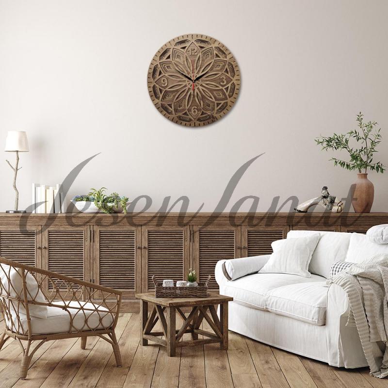 Özel Tasarım Yaprak Saat - Sütlü Kahve