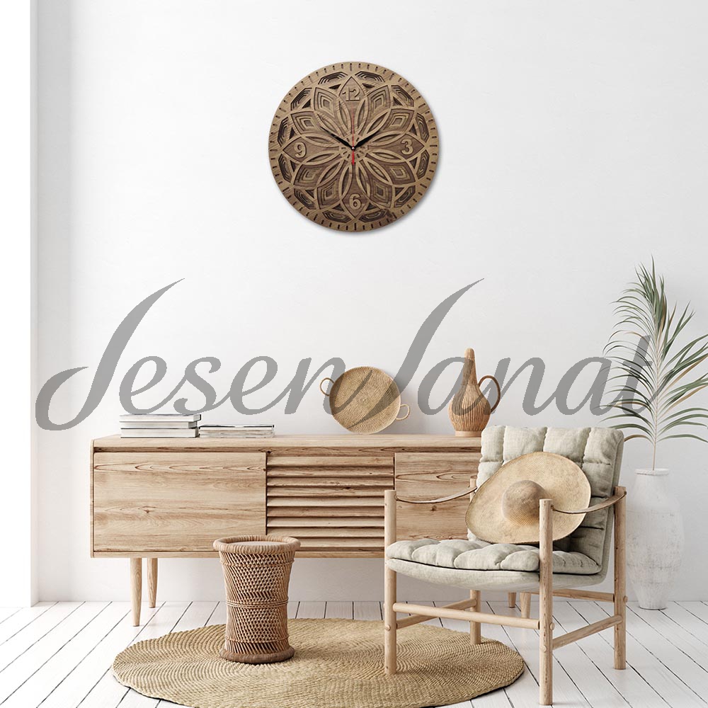 Özel Tasarım Yaprak Saat - Sütlü Kahve