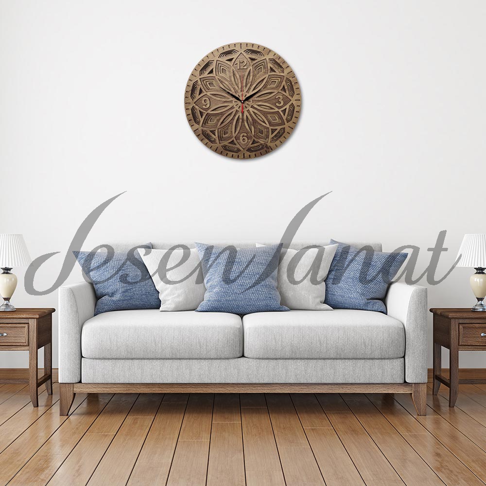 Özel Tasarım Yaprak Saat - Sütlü Kahve