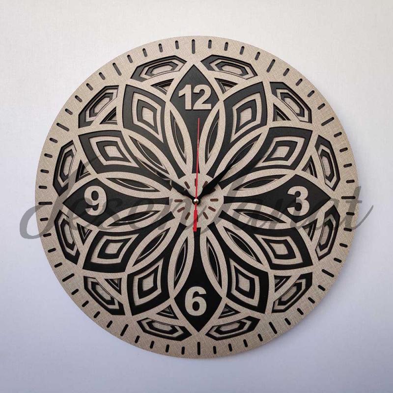 Özel Tasarım Yaprak Saat - Dokulu Gri