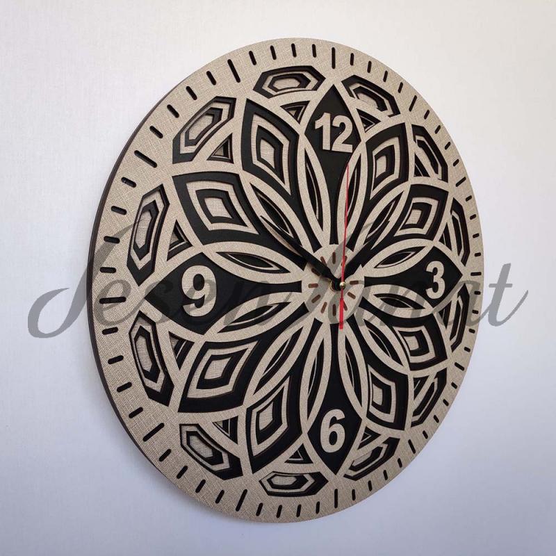 Özel Tasarım Yaprak Saat - Dokulu Gri