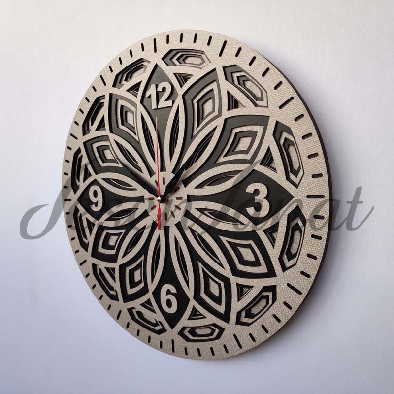 Özel Tasarım Yaprak Saat - Dokulu Gri