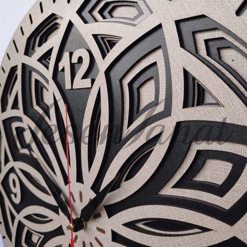 Özel Tasarım Yaprak Saat - Dokulu Gri