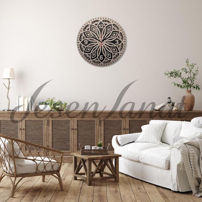 Özel Tasarım Yaprak Saat - Dokulu Gri