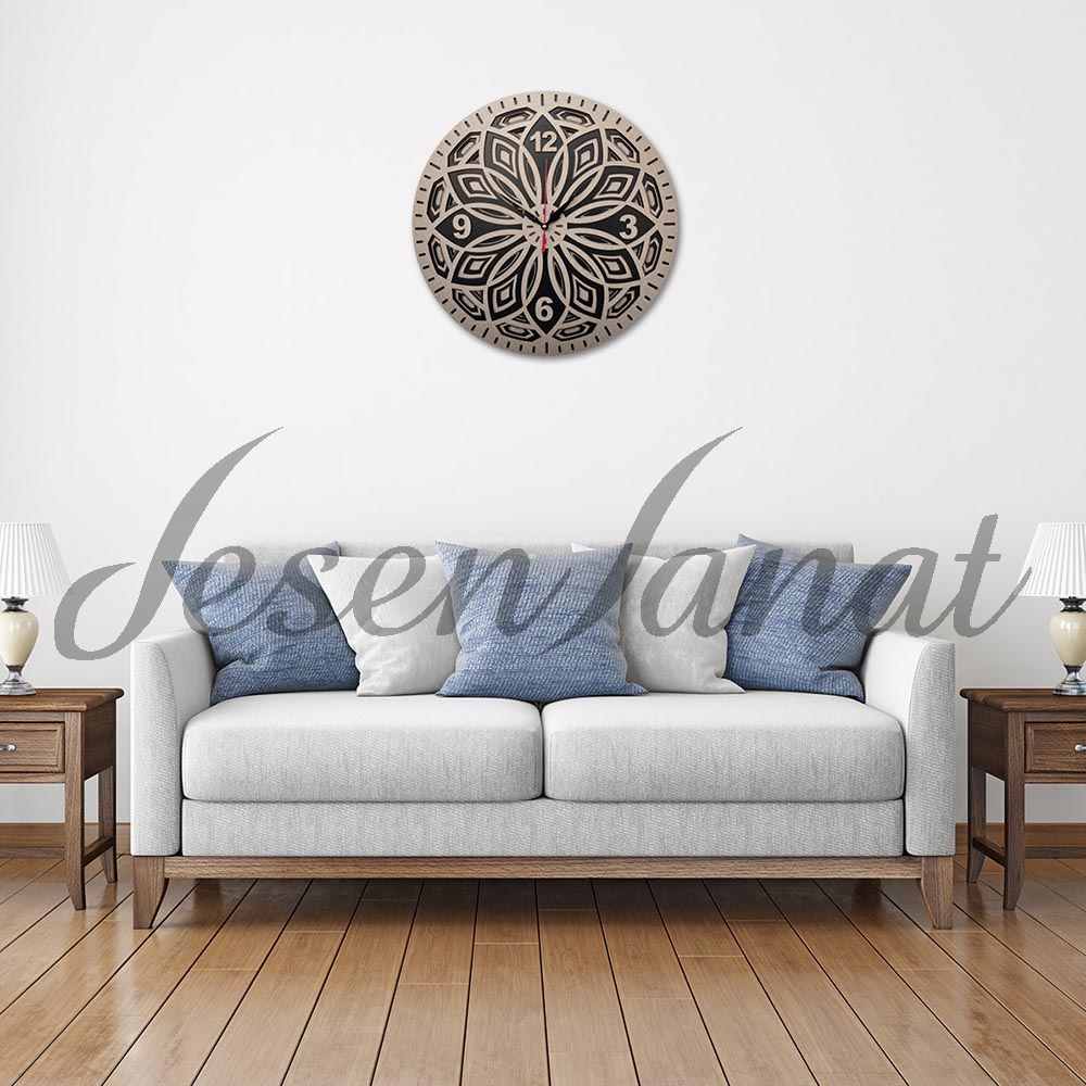 Özel Tasarım Yaprak Saat - Dokulu Gri