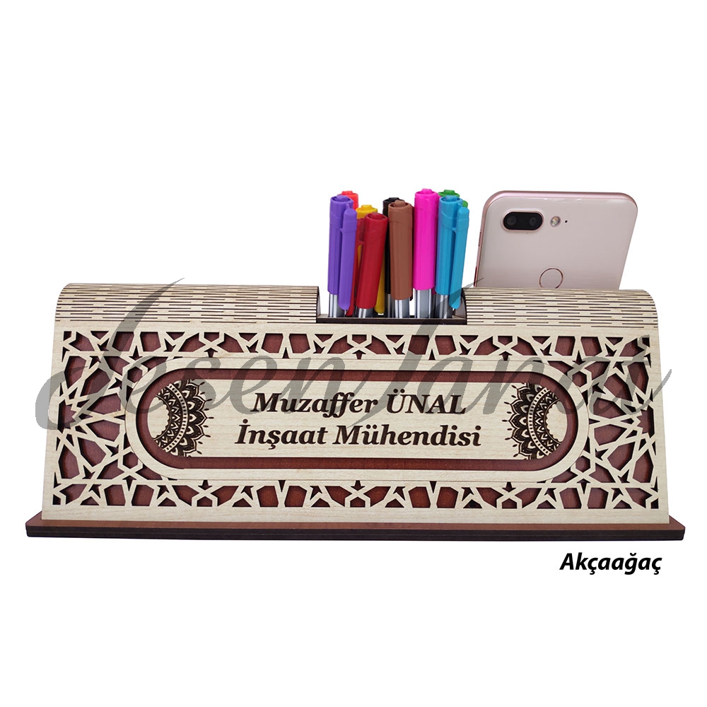 İsme Özel Takvimli Geniş Ahşap Masaüstü Seti