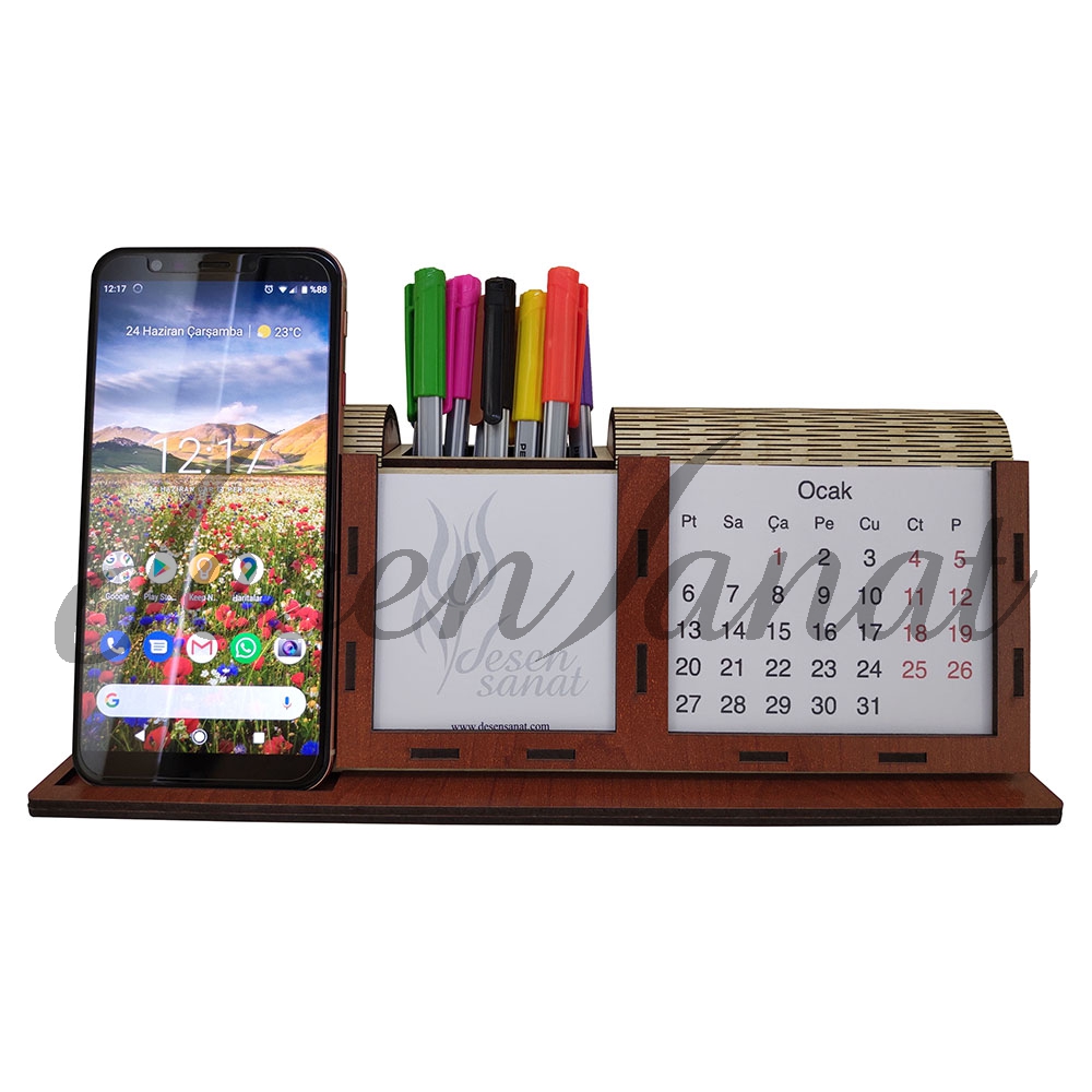 İsme Özel Takvimli Geniş Ahşap Masaüstü Seti