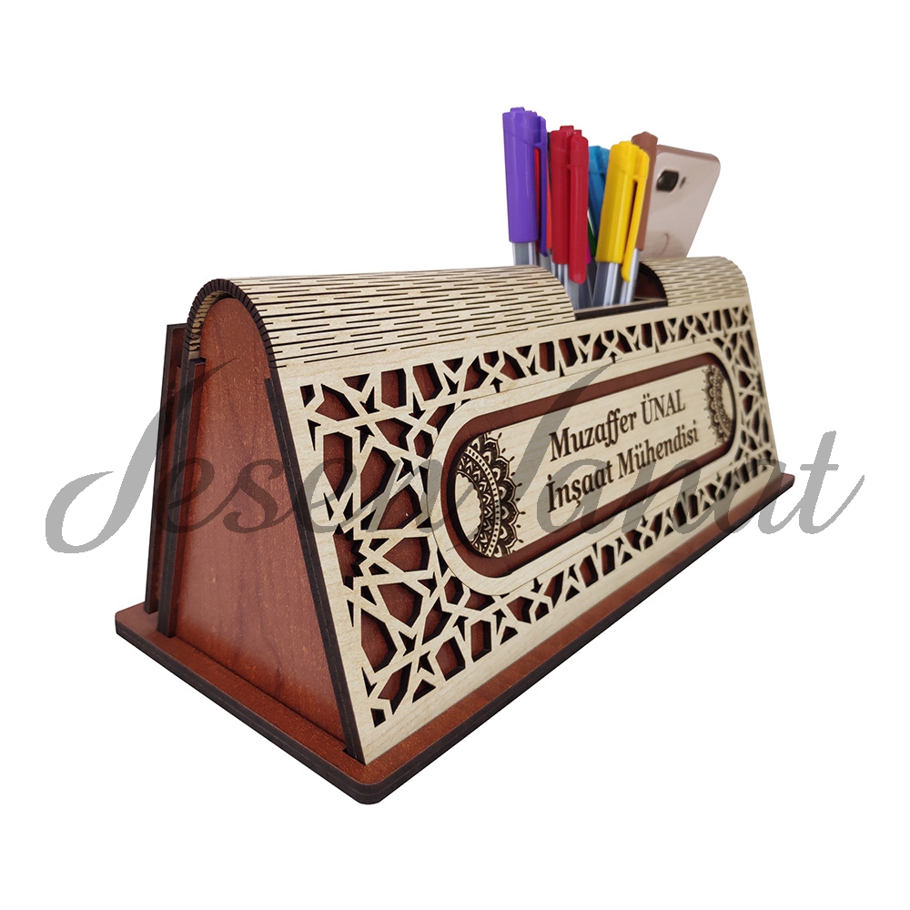 İsme Özel Takvimli Geniş Ahşap Masaüstü Seti