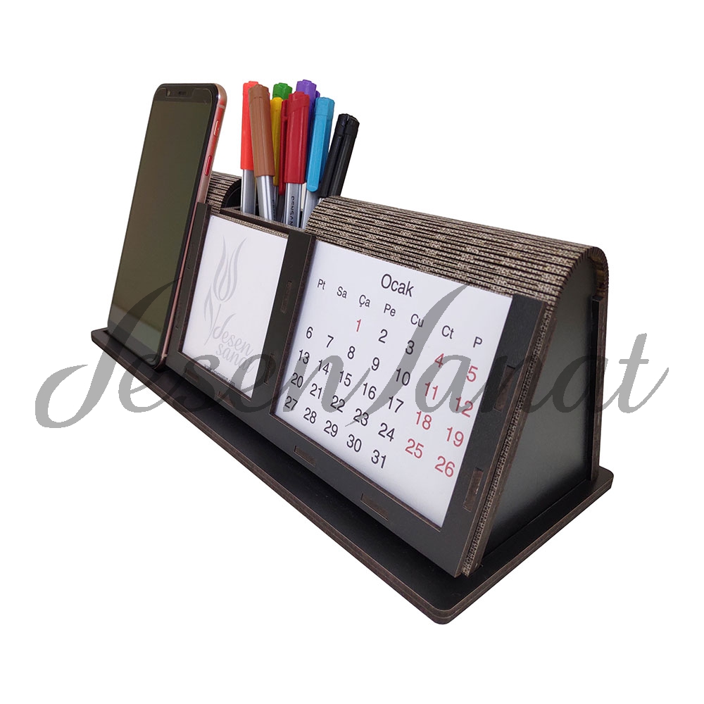 İsme Özel Takvimli Geniş Ahşap Masaüstü Seti