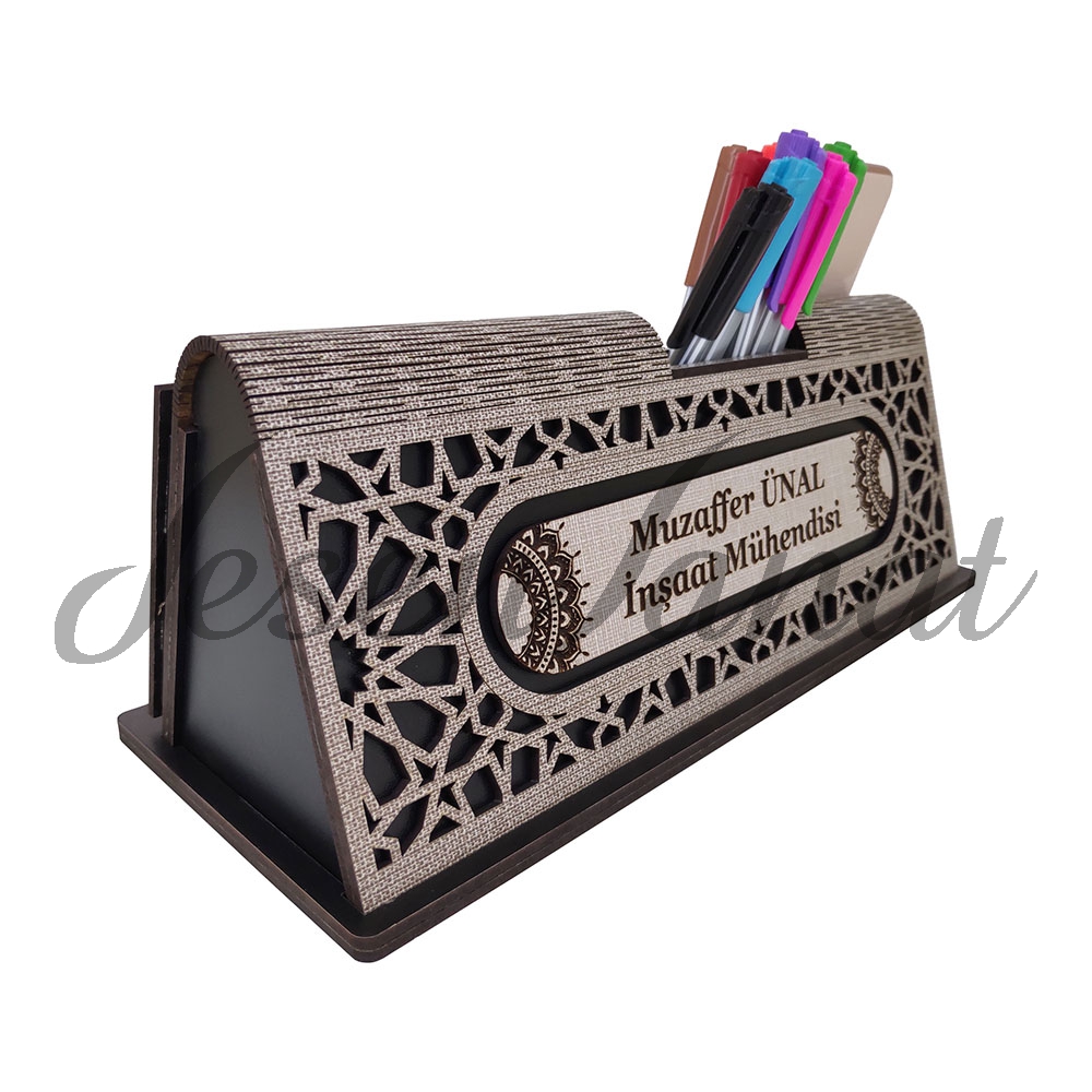 İsme Özel Takvimli Geniş Ahşap Masaüstü Seti