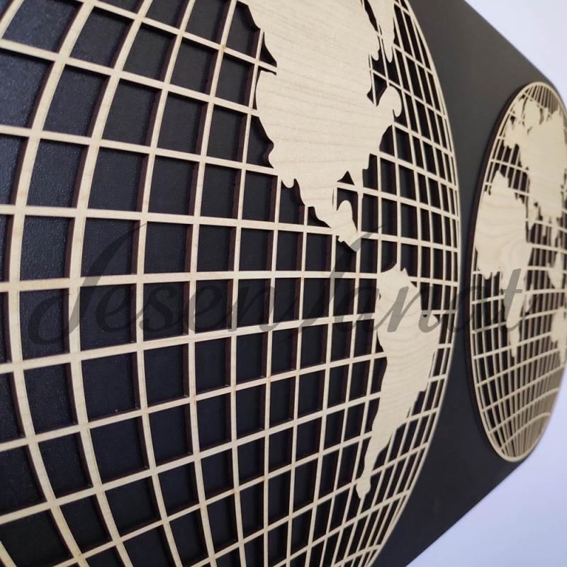 Dekoratif Modern Dünya Haritası Duvar Tablosu V2 - Akçaağaç